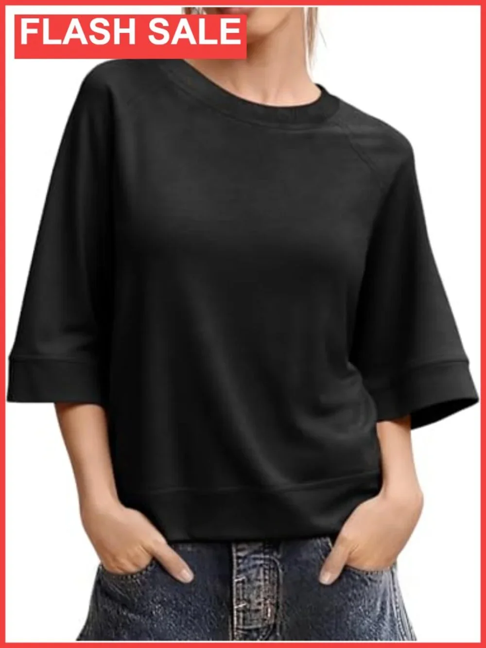 Oversized Boxy Half Sleeve Crew Neck T-Shirt Casual Loose Fit Top